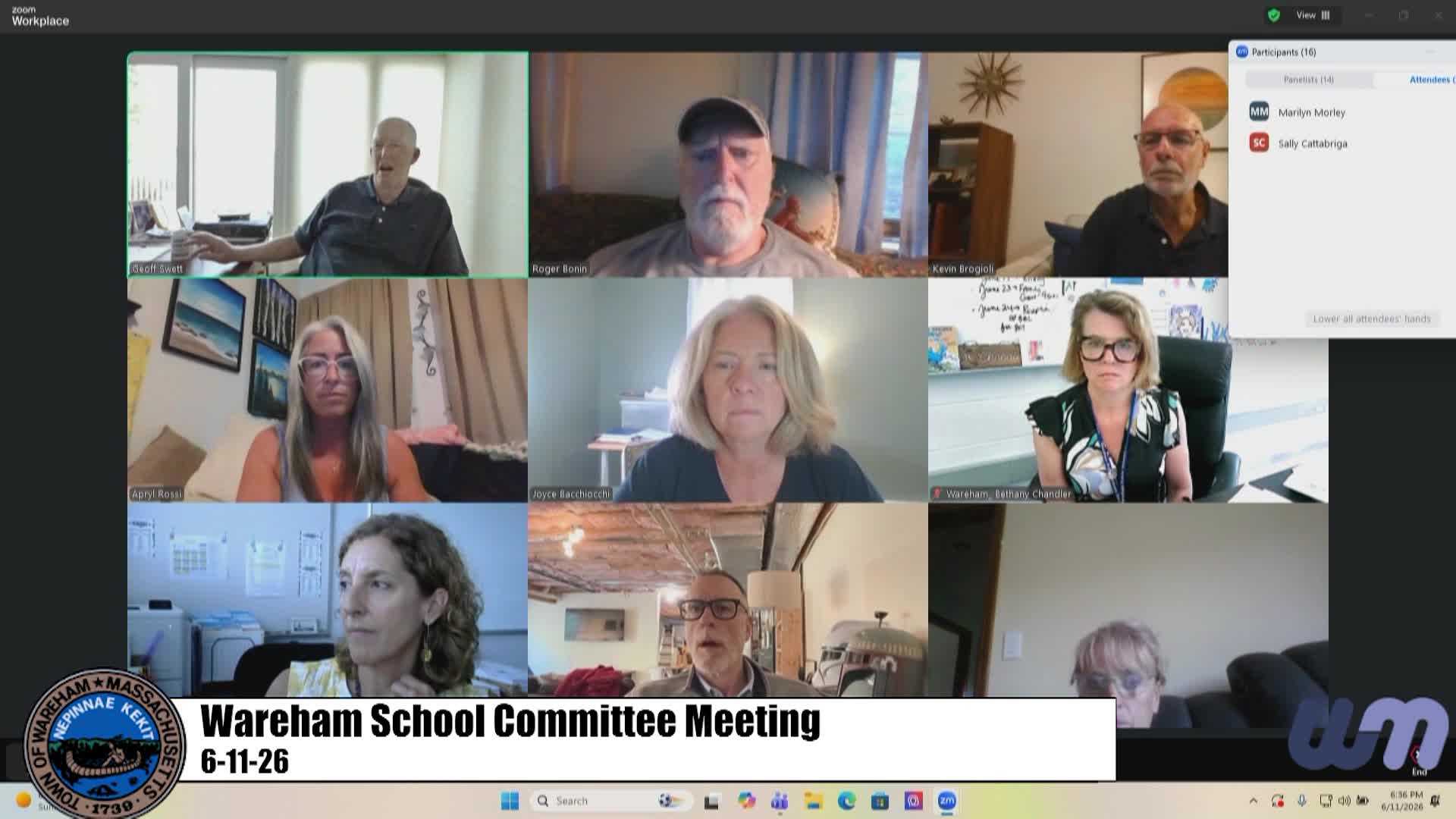 Thumbnail image for Wareham School Committee Meeting 6-11-26
